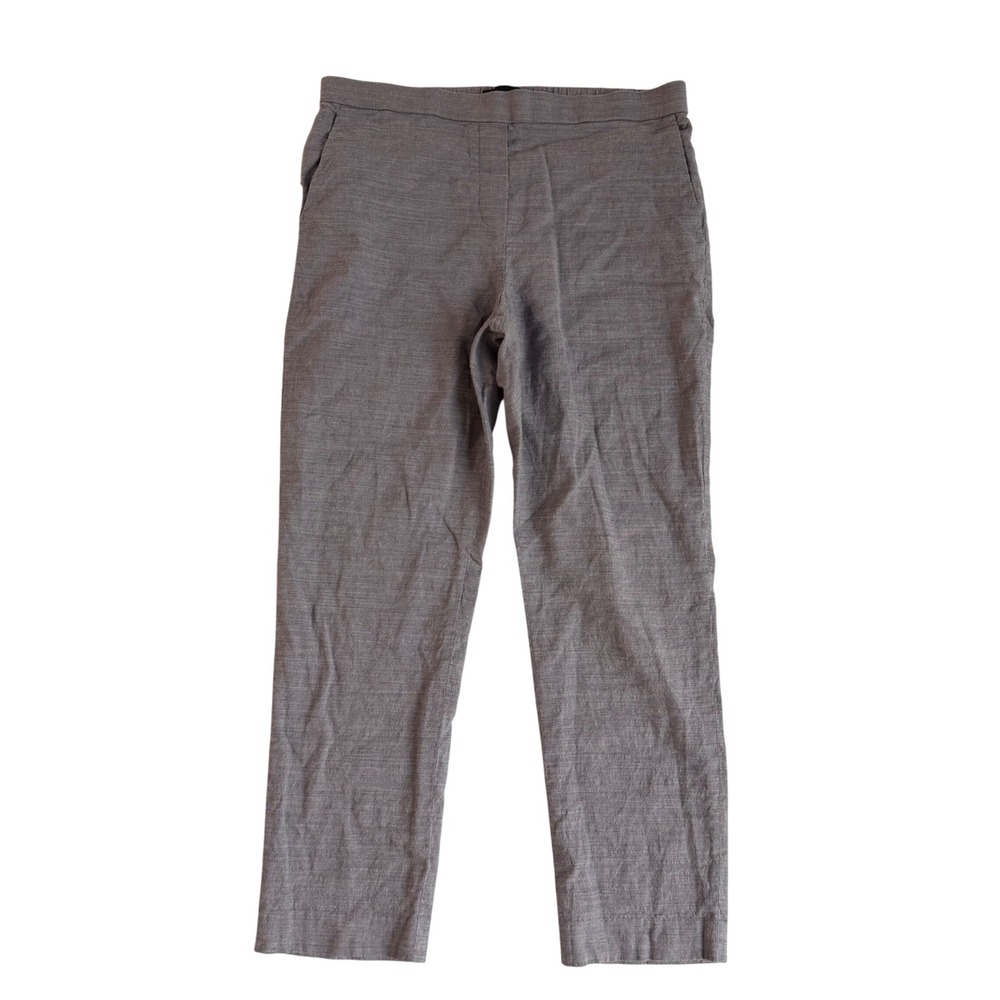 Theory Linen Blend Pants Womens Treeca Pull On Eco Sharkskin Grey Trousers 6